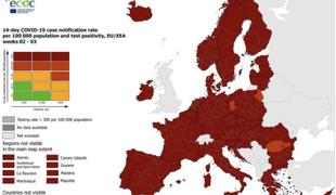 ECDC: Slovenija temno rdeča že štiri mesece
