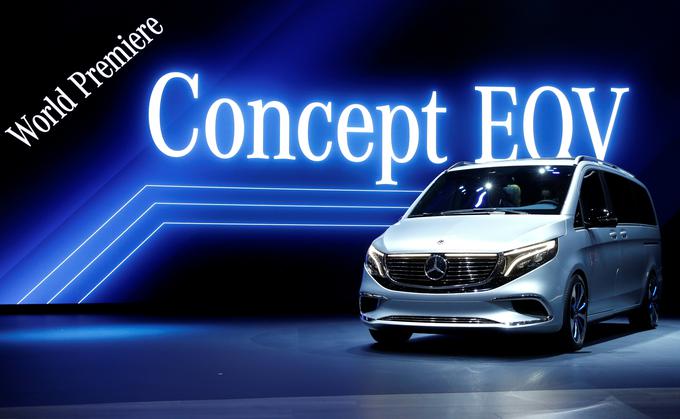 Mercedesov koncept električnega potovalnega kombija EQV. V Frankfurtu bodo predstavili velikoserijsko različico. | Foto: Reuters