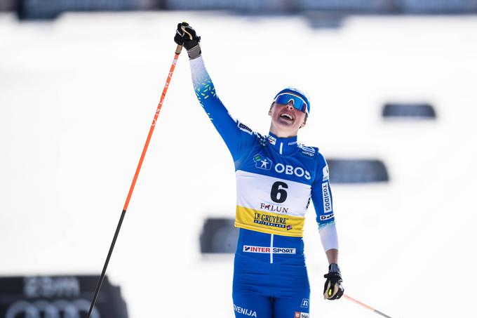 Anamarija Lampič je na sprinterski tekmi svetovnega pokala v švedskem Falunu dosegla največji uspeh v sezoni 2021/22. Tedanja slovenska smučarska tekačica je bila druga. V skupnem seštevku svetovnega pokala je osvojila osmo mesto, med sprinterkami pa je bila druga. | Foto: Guliverimage/Vladimir Fedorenko