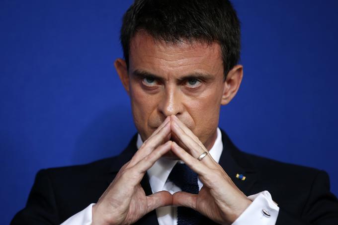 Manuel Valls velja za zagovornika zakona in reda. Vsekakor bo moral Francoze prepričati, da je sposoben premagati islamski terorizem, če se bo hotel prebiti v Elizejsko palačo. | Foto: Reuters