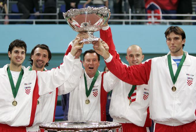 Leta 2005, ko sta bila najboljša hrvaška teniška igralca Ivan Ljubičić in Marin Ančić, je Karlović s Hrvaško osvojil Davisov pokal. | Foto: Reuters