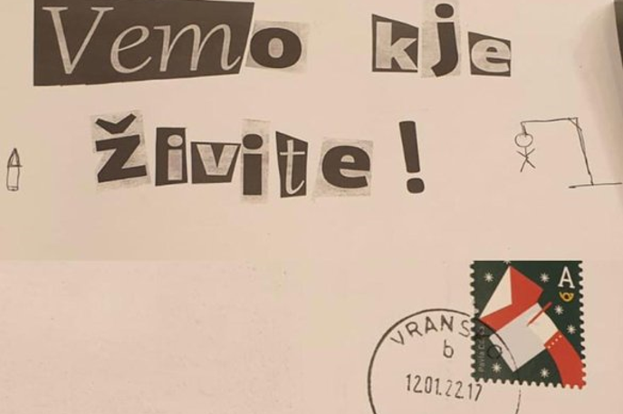 Grožnje politikom | Specializirano državno tožilstvo zanima, kdo je novinarjem razkril ime in priimek osebe, ki je slovenskim politikom in njihovim družinskim članom pošiljala kuverte z grožnjami, risbami vislic in naboji. | Foto Twitter