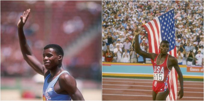 Američan Carl Lewis je leta 1984 na olimpijskih igrah v Los Angelesu prekosil skoraj pol stoletja star rekord Jesseja Owensa, ki je leta 1936 v Berlinu postal olimpijski prvak v kar štirih disciplinah. | Foto: Getty Images