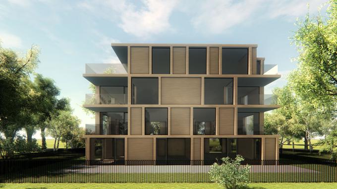 Vilo Condominium odlikuje lesena masivna gradnja. Gre za prvi takšen večstanovanjski objekt v Ljubljani. | Foto: Arhiv investitorja