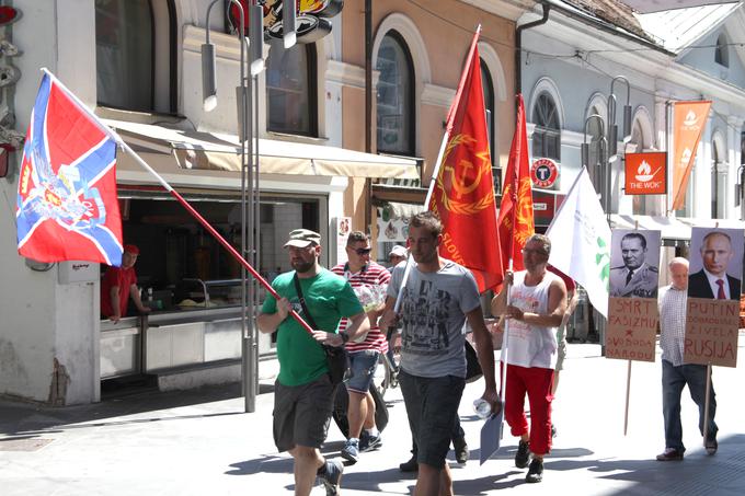 Shod Socialistične partije Slovenije z naslovom Shod proti ukrajinskim fašistom v Ljubljani | Foto: STA ,