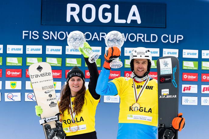 deskanje Rogla | Italijan Roland Fischnaller in Avstrijka Sabine Schöffmann sta zmagovalca zadnjega paralelnega veleslaloma deskarjev v tej sezoni | Foto Miha Matavž/FIS