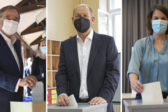 Armin Laschet, Olaf Scholz in Annalena Baerbock | Nemški volivci so imeli letos na izbiro precej povprečne kanclerske kandidate. Od leve proti desni: Armin Laschet (CDU/CSU), Olaf Scholz (SPD) in Annalena Baerbock (Zeleni).  | Foto Guliverimage