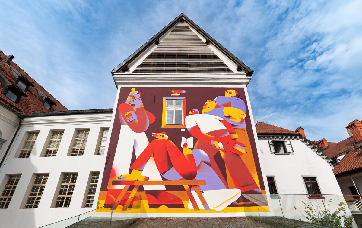 Mestni muzej Ljubljana mural | Nova stenska poslikava na Mestnem muzeju Ljubljana | Foto Blaž Gutman