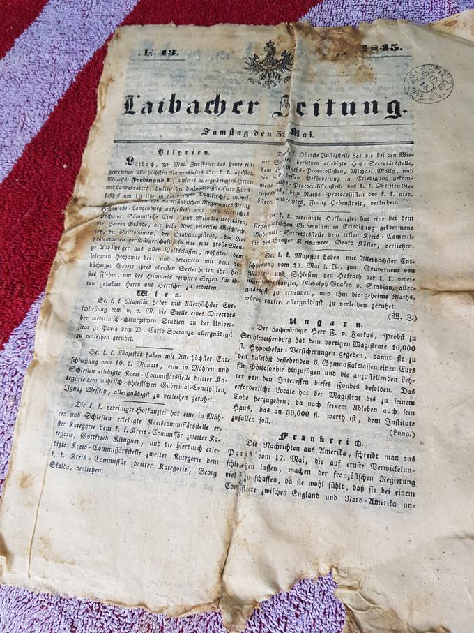 Izvod časopisa Ljubljanske novice z dne 31. maja 1845. | Foto: 