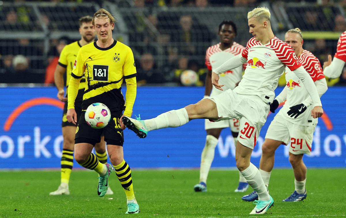 Borussia Dortmund : RB Leipzig Benjamin Šeško | Benjamin Šeško je dobil priložnost v zaključku derbija. | Foto Reuters