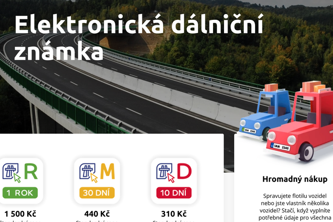vinjeta Češka | Uradni prodajni kanal za digitalno vinjeto na Češkem prek spletne strani www.edalnice.cz. | Foto zajem zaslona