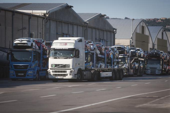 Delavci Luke so v pristanišče spuščali le tovornjake s hitro pokvarljivim blagom. Nastale so kolone tovornjakov, ki so že pri Črnem Kalu čakali na odstavnem pasu. | Foto: Bojan Puhek
