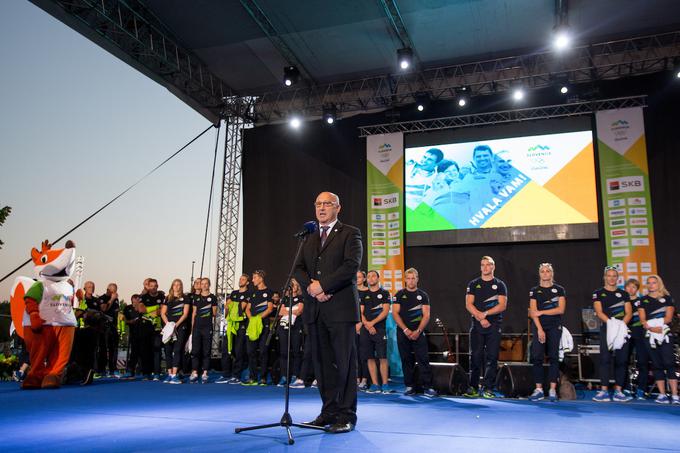 Predsednik Olimpijskega komiteja Slovenije Bogdan Gabrovec se je v prvi vrsti zahvalil staršem olimpijcev. | Foto: Matic Klanšek Velej/Sportida