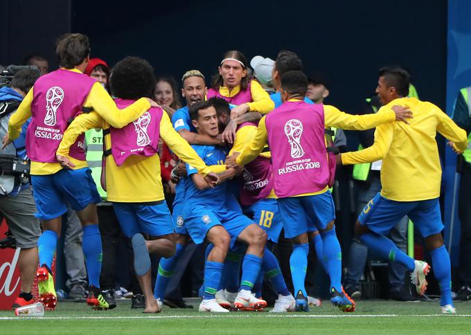 Brazilci so si popravili možnosti za napredovanje v osmino finala. | Foto: Reuters