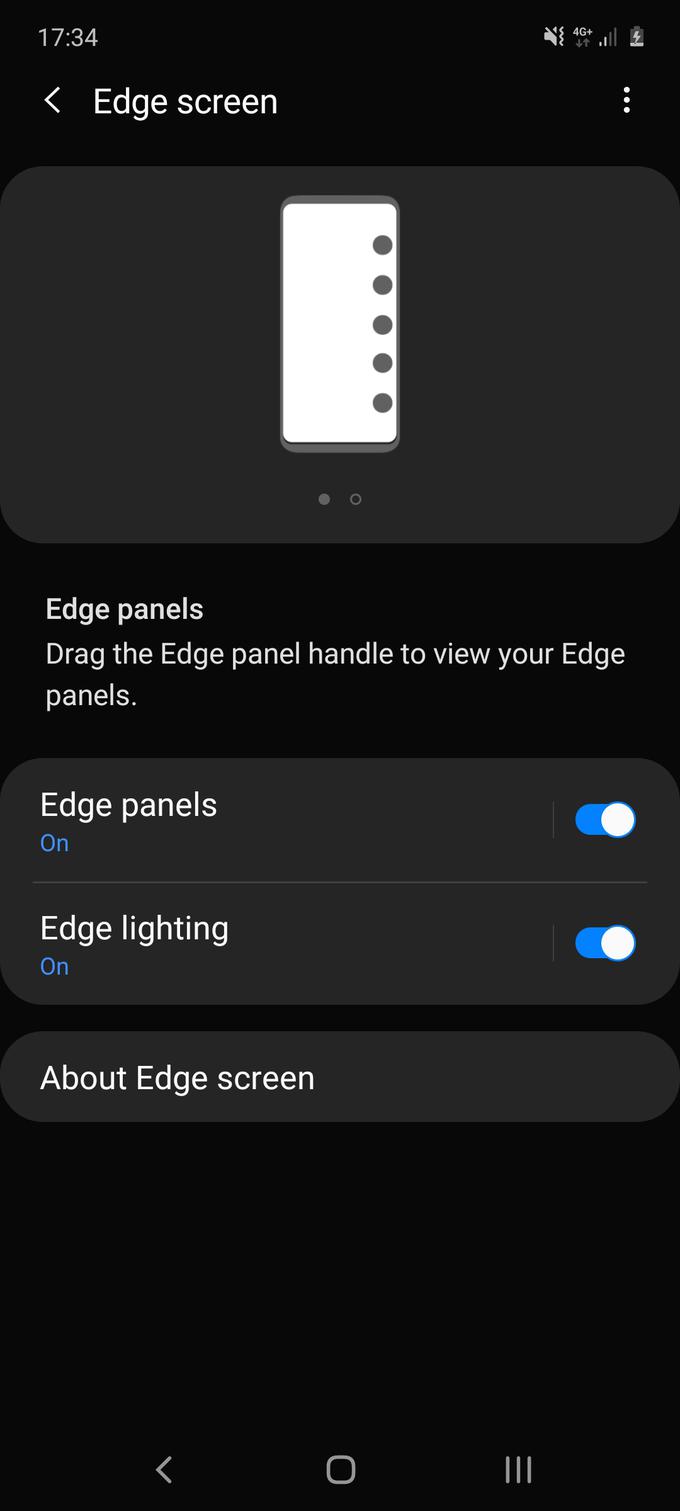 Nastavitve za Edge osvetlitev, v temnem načinu Androida. | Foto: Kristjan Kovač