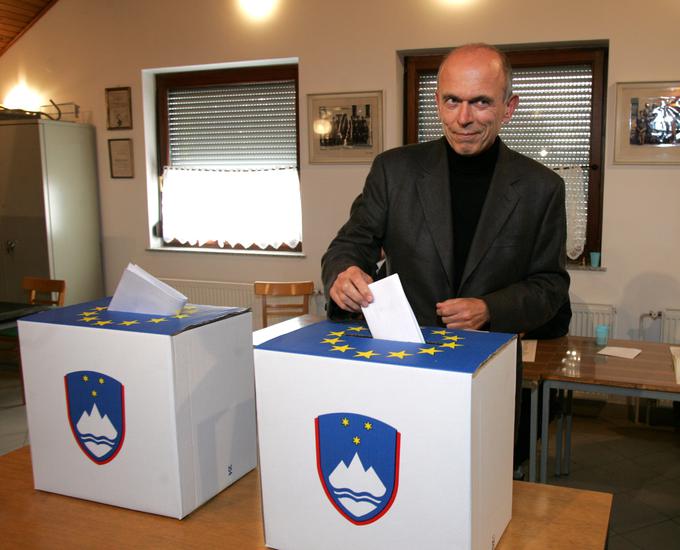 Janez Drnovšek ob glasovanju na referendumu o vstopu Slovenije v EU in Nato 23. marca 2003. | Foto: Arhiv Siol