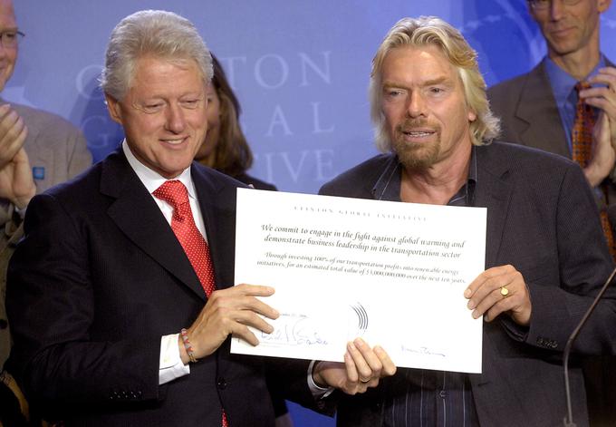 Leta 2006 se je Richard Branson v družbi nekdanjega predsednika ZDA Billa Clintona zavezal, da bo v naslednjih desetih letih ves dobiček, ki ga bo ustvarila njegova letalska družba Virgin Atlantic, namenil boju z globalnim segrevanjem. | Foto: 