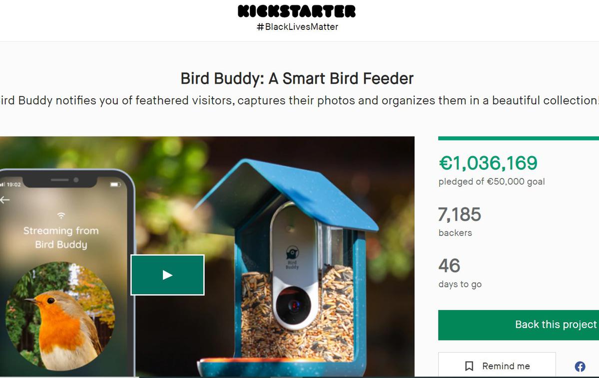 Kickstarter Bird Buddy | Foto zajem zaslona