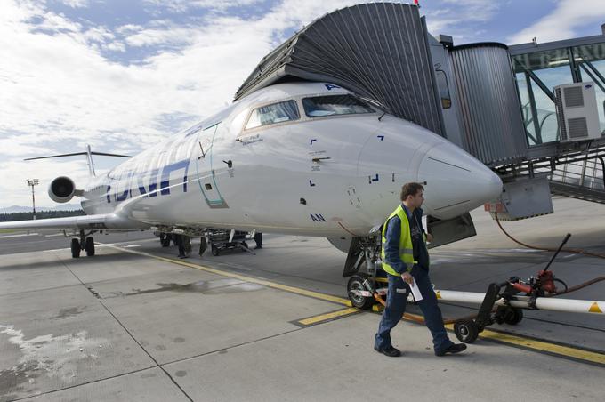 Namesto letal tipa suhoj superjet 100, kakršna bo najel slovenski prevoznik Adria Airways, bo za Brussels Airlines morda poletelo celo kakšno letalo canadair CRJ-900, ki zdaj leti na povezavah z Ljubljano. | Foto: Klemen Korenjak