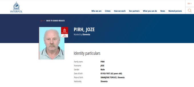 Med iskanimi Slovenci je tudi Jože Pirh. | Foto: Interpol