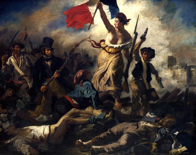 Slovita slika francoskega slikarja Eugena Delacroixa Svoboda vodi ljudstvo, ki jo je navdihnila julijska revolucija. | Foto: commons.wikimedia.org