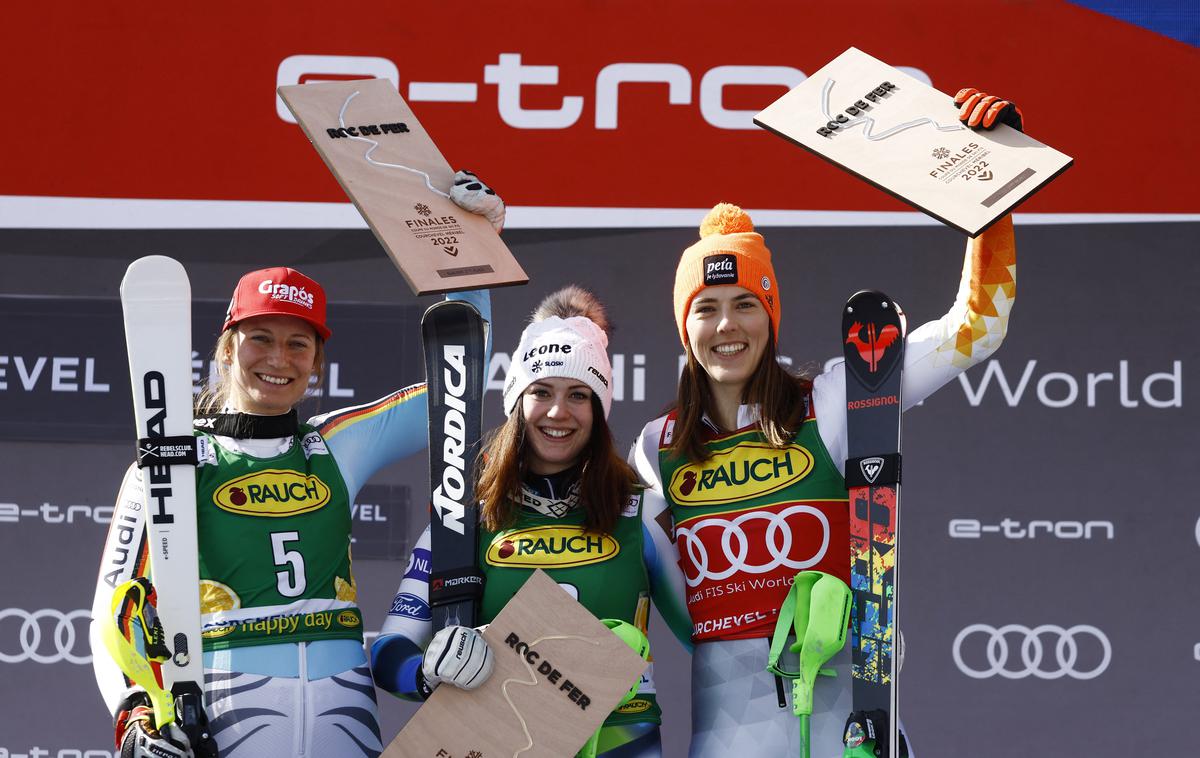 zmaga Meribel Andreja Slokar | Prvič je slovenska himna za slalomsko zmago igrala za Andrejo Slokar. | Foto Reuters