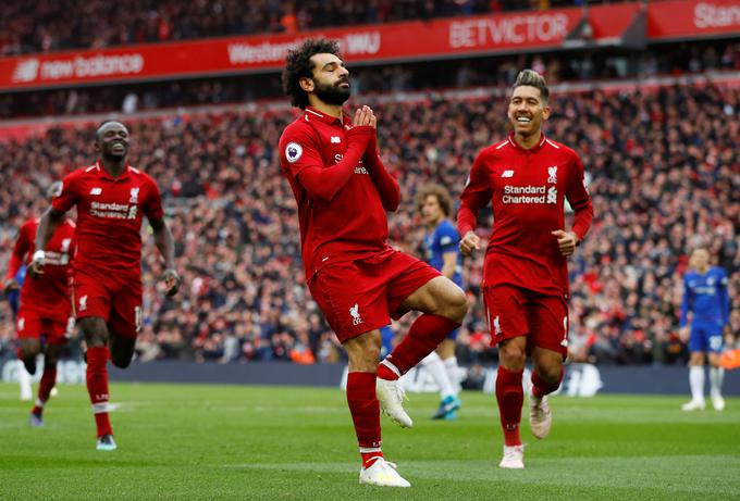 Salah na tekmi Liverpool - Chelsea aprila 2019. Po tej je prvič javno spregovoril o ukvarjanju z jogo. | Foto: Reuters