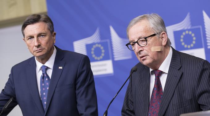 Prav je, da se je Tajani opravičil za besede v Bazovici, je po srečanju s predsednikom države Borutom Pahorjem v Bruslju izjavil predsednik Evropske komisije Jean-Claude Juncker. | Foto: STA ,