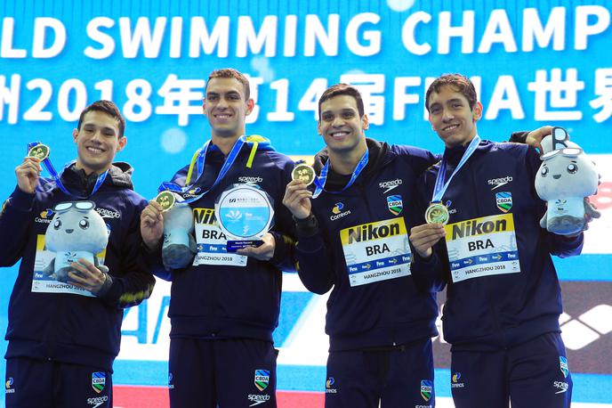 Brazilija štafeta plavanje | Brazilska štafeta na 4 x 200 m je postavila nov svetovni rekord. | Foto Reuters