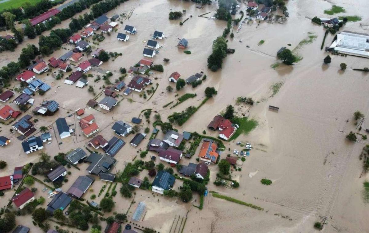 Mozirje Poplave | Slovenijo so avgusta letos prizadele silovite poplave. Tako je bilo videti Mozirje iz zraka. | Foto Gasilci Mozirje