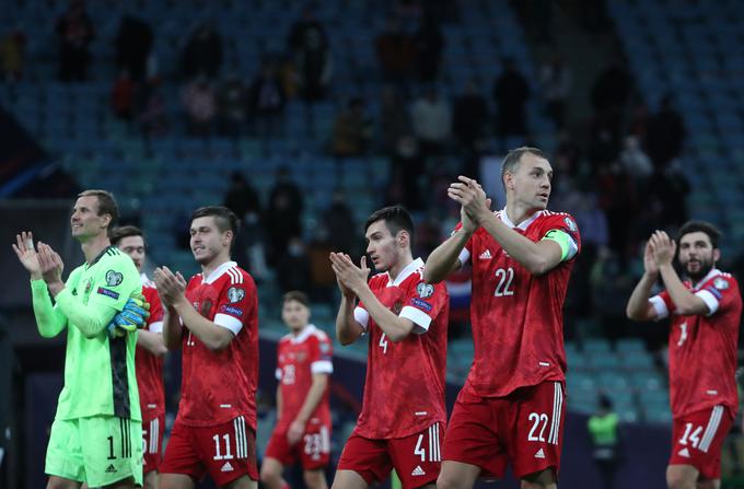 Ruski nogometaši so od nastopa na SP 2022 oddaljeni le še dva koraka. | Foto: Reuters