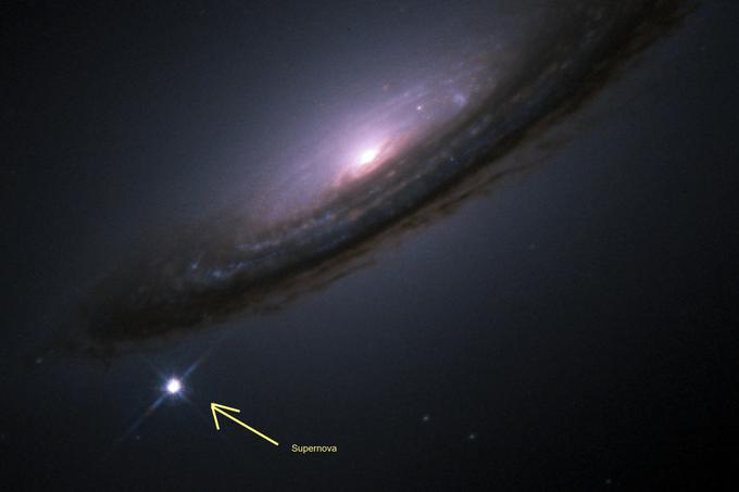 Supernova je eksplozija umirajoče zvezde. Gre za dogodek, pri katerem se sprosti praktično nepredstavljiva količina energije. Supernova je zelo, zelo, zelo svetla. Če bi eno postavili v središče našega solarnega sistema namesto Sonca, bi se zdela svetlejša od eksplozije jedrske bombe, ki bi jo razneslo centimeter stran od naših oči.  | Foto: Reuters