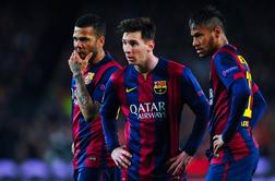 Lionel Messi ob proslavi 400. zadetka padel kot kramp (video)