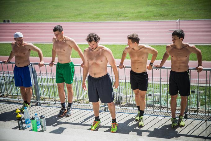3, 2, 1 … Boštjan Kline (pred Miho Hrobatom, Štefanom Hadalinom, Žanom Grošljem in Žanom Kranjcem) se bo prihodnji teden posvetil kondicijskim treningom. | Foto: 