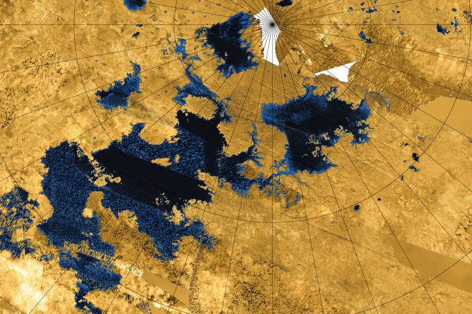 Radarska slika jezer na Titanu. Fotograf je bilo plovilo Cassini. | Foto: NASA