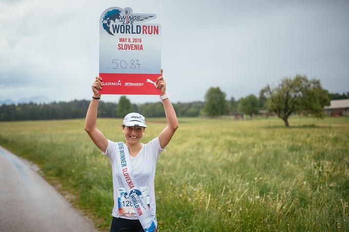 Lucija Krkoč, slovenska zmagovalka v ženski konkurenci, se bo letos globalnega teka Wings For Life World Run udeležila v Čilu.  | Foto: 