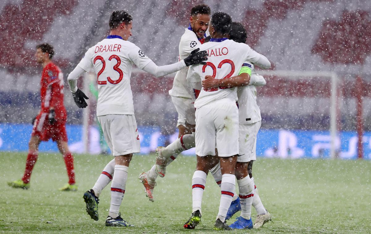 PSG | Veselje nogometašev PSG v zasneženem Münchnu. | Foto Reuters