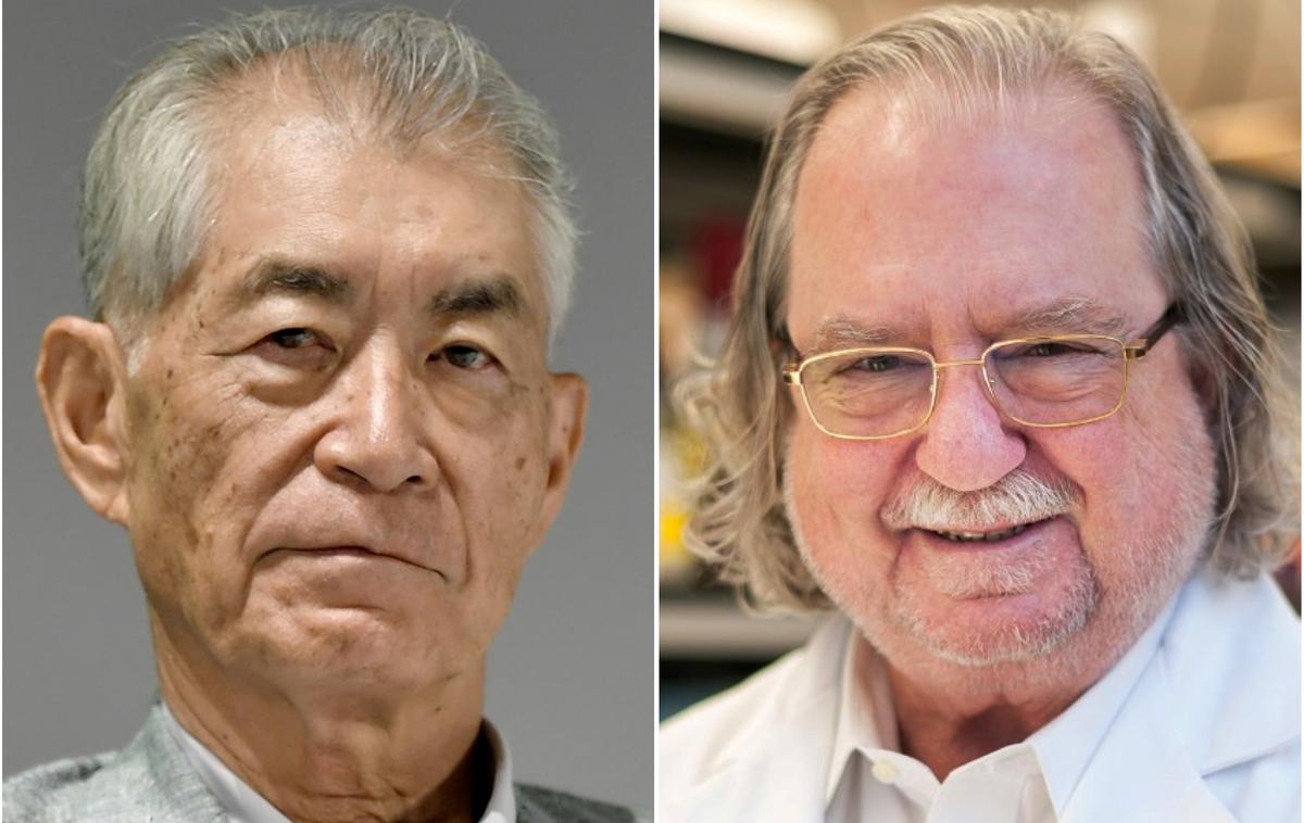 Japonski znanstvenik Tasuku Honjo in ameriški znanstvenik James P. Allison | Foto Reuters