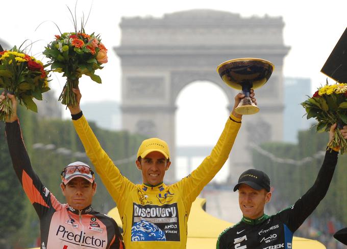 Alberto Contador je leta 2007 na Touru slavil s 23 sekundami prednosti pred Cadelom Evansom, kar je druga najtesnejša zmaga v zgodovini. | Foto: Reuters