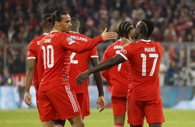 Leroy Sane (levo) je trenutno drugi strelec lige prvakov, Sadio Mane pa se je razveselil strelskega prvenca v ligi prvakov za Bayern. | Foto: Reuters