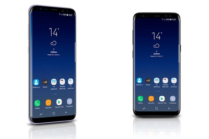 Primerjava velikosti: levo Samsung Galaxy S8+, desno Samsung Galaxy S8 | Foto: Bojan Puhek