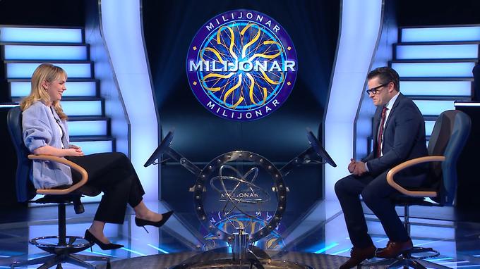 Melani Mekicar in voditelj Jure Godler v kvizu Milijonar, ki si ga boste lahko ogledali nocoj na Planetu. | Foto: Planet TV