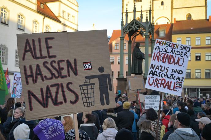 Protest Nemčija, Afd, skrajna desnica | "Vsi sovražijo naciste." "Ljudje so nekje tujci. Nacisti so povsod kreteni." | Foto Guliverimage