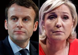 Marine Le Pen in Emmanuel Macron