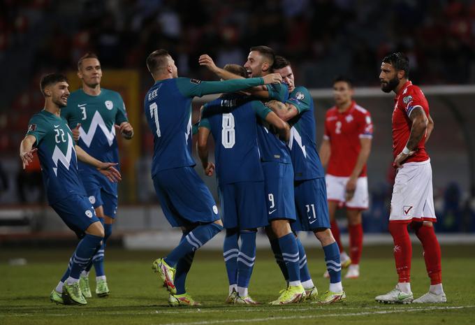 Slovenija je le enkrat na osmih nastopih proti Malti dosegla štiri zadetke. Ravno na zadnji tekmi! | Foto: Reuters