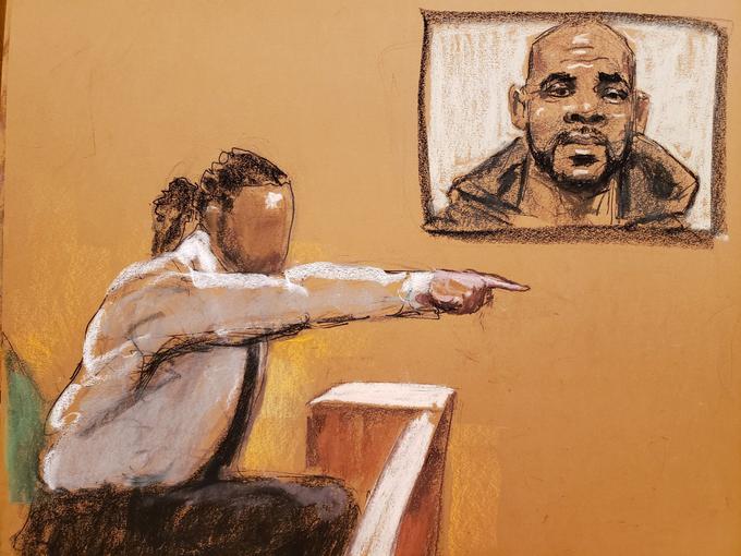Risba s pričanja moškega, ki so ga poimenovali z izmišljenim imenom Louis in ki R. Kellyja obtožuje, da ga je kot mladoletnika spolno zlorabil. | Foto: Reuters