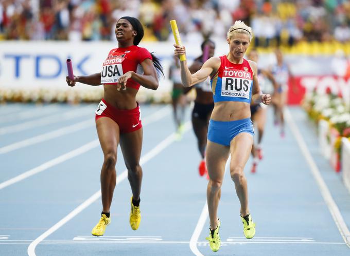 Antonina Krivošapka je nepogrešljiva članica ruske štafete 4 x 400 metrov. V tej disciplini ima srebrno olimpijsko medaljo iz Londona in zlato s svetovnega prvenstva v Moskvi. V teku na 400 metrov ima dva brona s svetovnih prvenstev in bron z evropskega prvenstva. | Foto: 