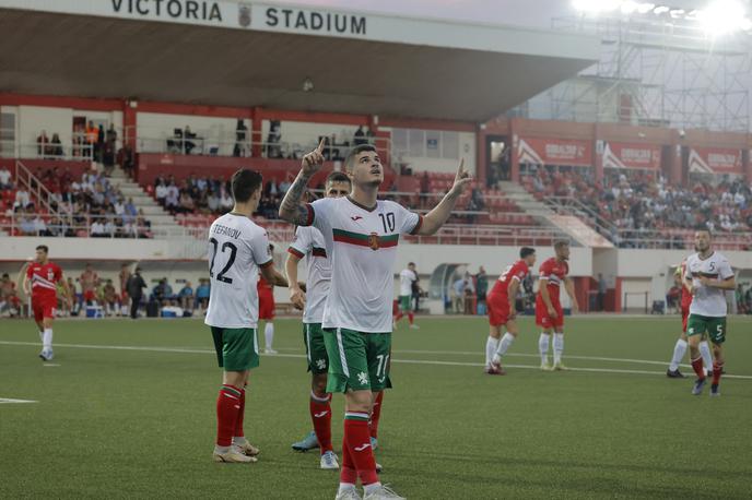Gibraltar Bolgarija | Bolgarija je po prvem polčasu po zaslugi Georgija Minčeva v Gibraltarju vodila z 1:0, a nato ostala brez zmage (1:1). | Foto Guliverimage