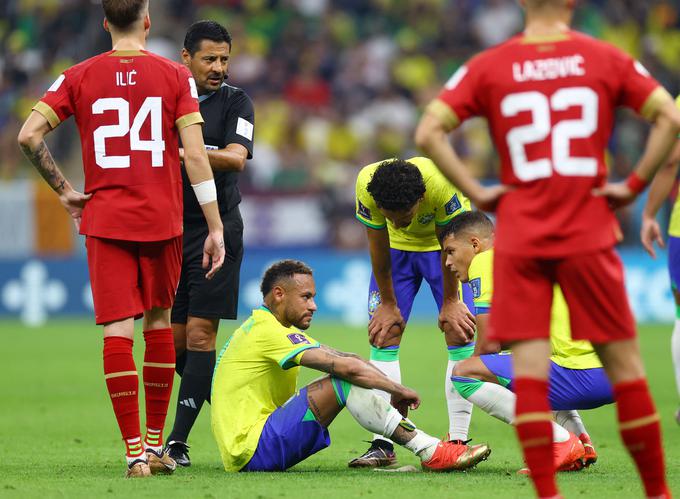 Prvi zvezdnik brazilske reprezentance Neymar je na tem SP v Katarju odigral le eno tekmo. | Foto: Reuters