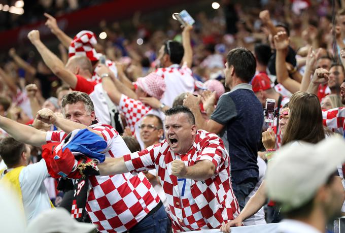 Polfinalno tekmo svetovnega prvenstva je spremljalo v živo v Moskvi okrog deset tisoč Hrvatov. | Foto: Getty Images